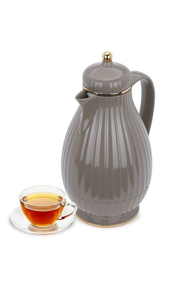 Alsaif Gallery Savannah Elegance Alsaif Gallery Glass Thermos, 0.6 L, Plastic Exterior - Light Gray
