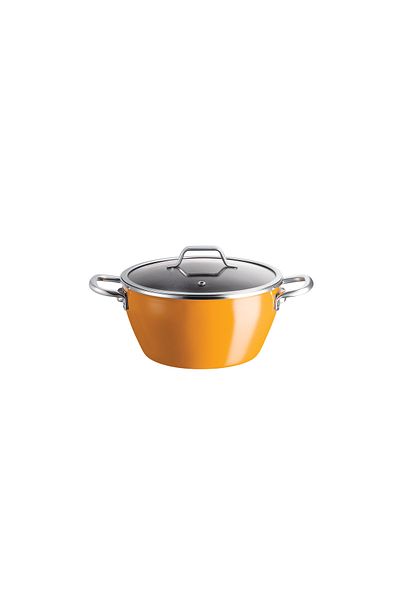 Madame Coco Titanium Enamel Deep Pot - Mustard - 22 cm