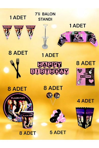 VibeHome Blackpink Themed 2XL Pack for 8 - Birthday Party and Fun Events