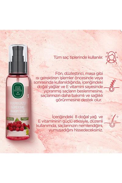 Eyüp Sabri Tuncer Raspberry Care Oil - 100 Ml, Shampoo 500 Ml, Mask 250 ml and Rosie Gift Set