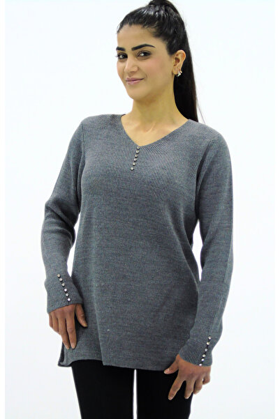 Tuğra Светр з коміром і рукавами з каменями