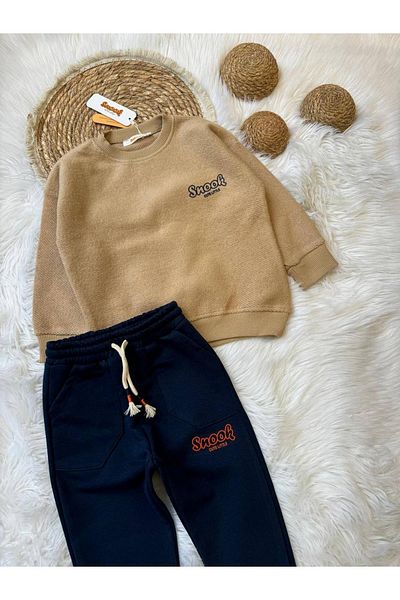 minibambi Комплект анцуг за момче в кафяво с плюш