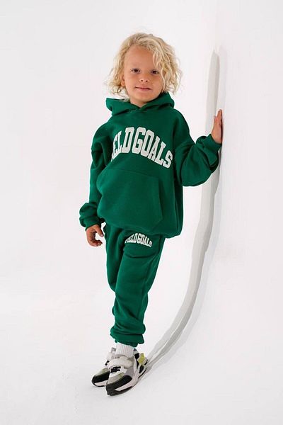 minibambi Boy's Green Hooded 3 Thread Rasterless Suit Set
