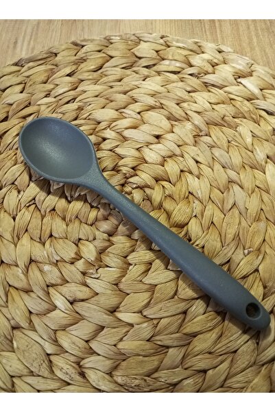 TARIK HOME Gri 20 cm Ultra Sert Uçlu Yüksek Isıya Dayanıklı Silikon Servis Kaşığı