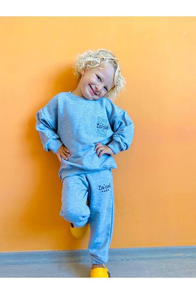minibambi Boy's Gray Tracksuit Set - Bottom and Top Set