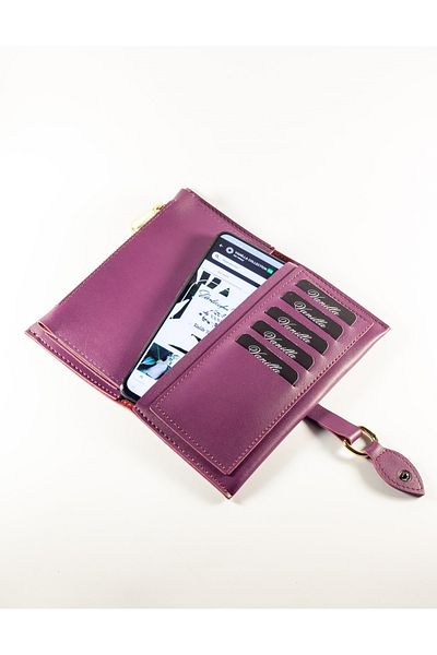 VANİLLA COLLECTİON Women's Leather Wallet with Snap Fastener & Zipper Coin Compartment Lovey Model Purple Wallet