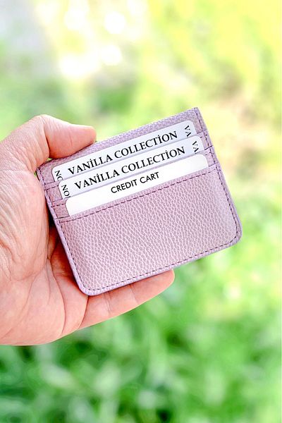 VANİLLA Super Thin Ergonomic Leather New Generation Card Holder Wallet Portfolio Lilac