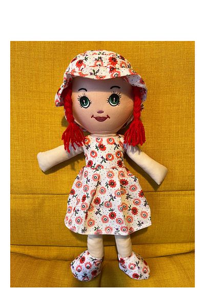 Nostalji Kutusu Little Red Haired Girl in Orange Flower Dress Toy Cloth Doll Sleeping Companion 50 cm Birthday Gift