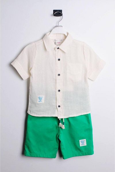 minibambi Green Boy's Shirt and Shorts Set