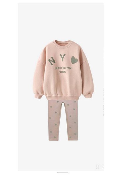 minibambi Girl's Ny Brooklyn Leggings Bottom-Top Set Powder