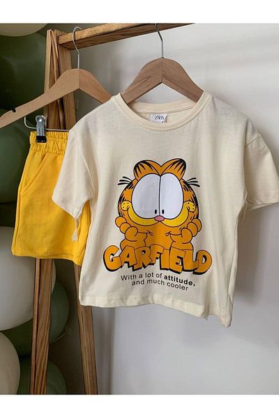 Morpembej Yellow Garfield Shorts Suit