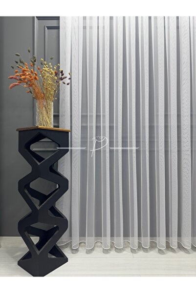 rendecioğlutekstil Tül Perde Beyaz Grek Tül Etek Kurşunlu (1 E 3 Sık Pileli)