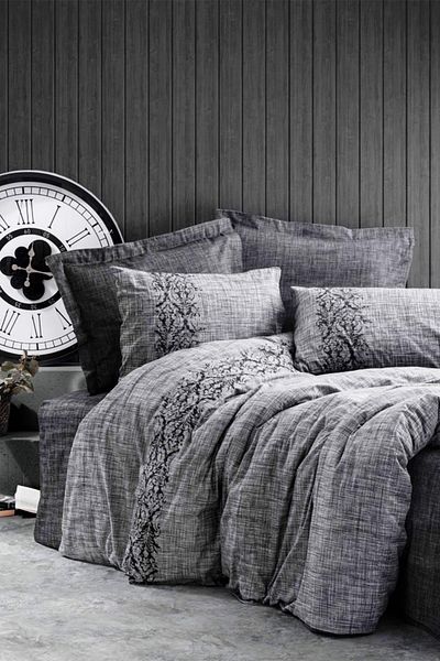 Cotton Box Σετ Παπλωματοθήκη Διπλό Plain Sooty Grey - 100% Cotton Ranforce 30/1 57 Wire
