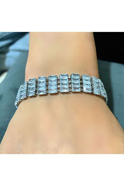 MR Four Rows of Zircon Stone Steel Waterway Bracelet
