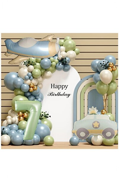 BİDOLUMUTLULUK Retro Renk Uçak Polis Arabalı Folyo Balon Seti Parti Eğlence K...