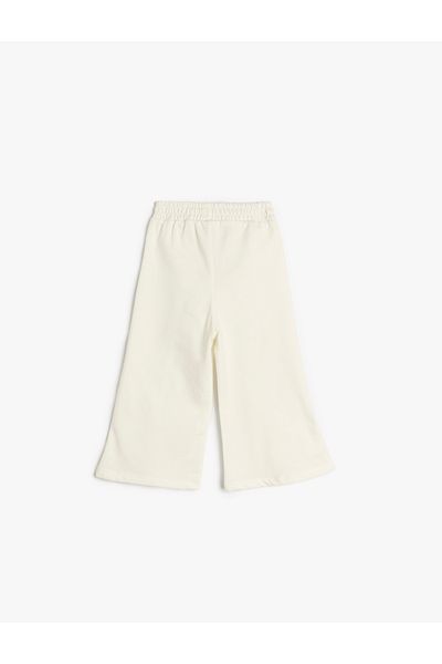 Koton Cotton Raised Elastic Waist Basic Wide Leg Sweatpants