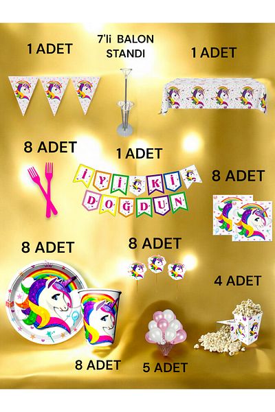 VibeHome 8-Person Unicorn Themed 2XL Pack - Birthday Parties and Fun Events