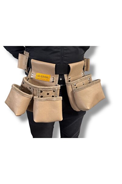 İKİZ DERİ ÜRÜNLERİ ÇOK AMAÇLI BEL TİPİ DERİ ALET ÖNLÜĞÜ BEJ