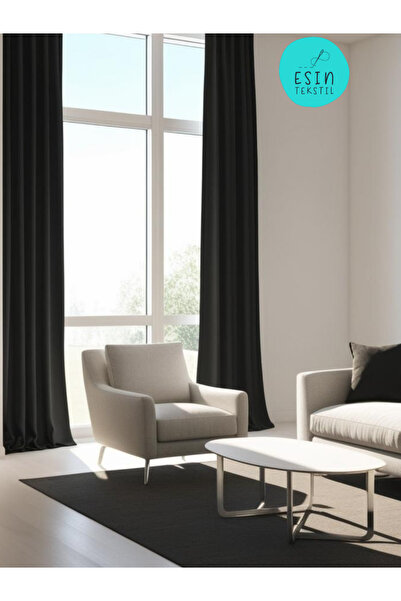 esin tekstil Black Blackout Light Proof Extra-Forced Blackout Sunshade Curtain
