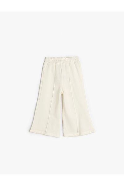Koton Cotton Raised Elastic Waist Basic Wide Leg Sweatpants