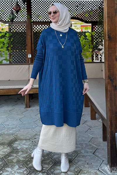 Rabia Şamlı Πλεκτό τουνίκ Indigo Desire