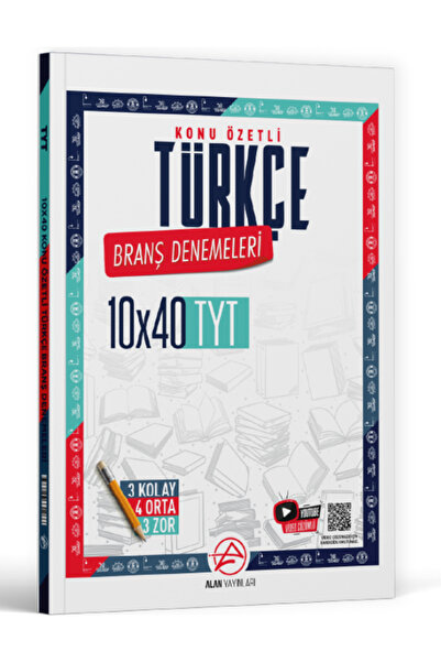 Alan Yayınları Alan 2025 TYT Türkçe Konu Özetli 10 x 40 Branş Denemeleri 3 Ko...