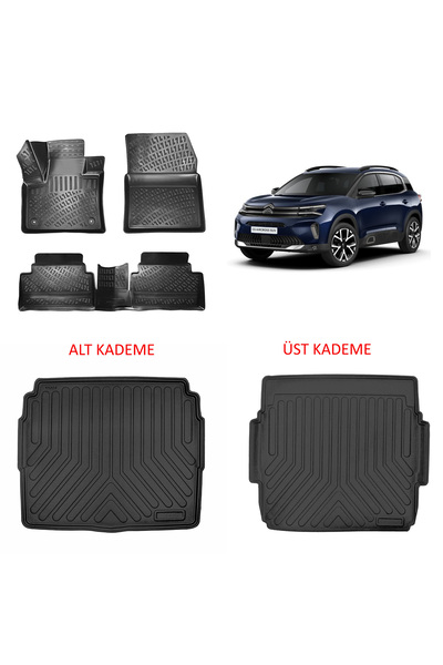 Rizline C5 Aircross 2023 Ve Sonrası Modeller Paspas Ve Bagaj Havuzu Set