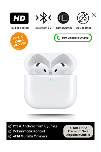 HAKGROSS Ucuz Kaliteli Airpod 4. Nesil Özel Seri Android Uyumlu Kablosuz Kula...
