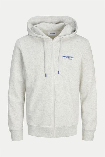 Jack & Jones Ανδρικό φούτερ με γκρι κουκούλα - Jjalvis, Κλείσιμο με φερμουάρ 12256847