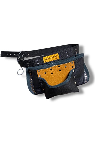 İKİZ DERİ ÜRÜNLERİ Palaska Kemerli Metrelik Cepli Hakiki Deri Çivi Önlüğü