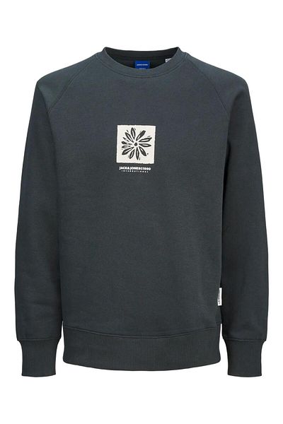 Jack & Jones JORPORTLAND BOX SWAEAT ΣΚΟΥΡΟ ΛΑΙΜΟΚΟΨΗ