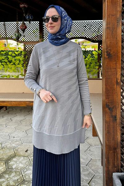 Rabia Şamlı Γκρι πλεκτό τούνικ