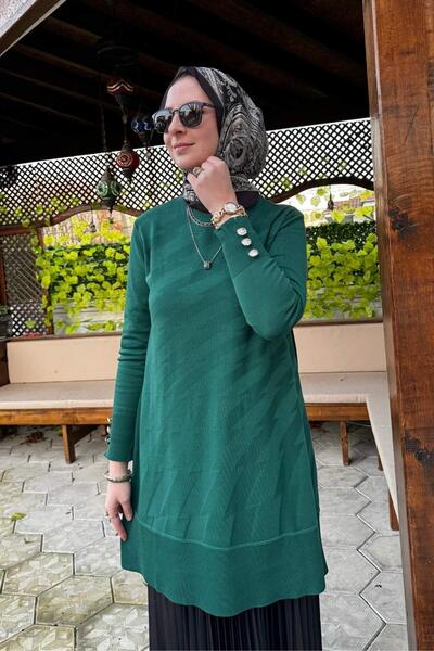 Rabia Şamlı Σμαραγδένιο Πλεκτό Τούνικ