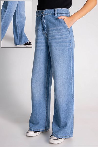 DMB BOYS & GIRLS Çaren Kids- Pantaloni din denim pentru fete- Pantaloni blugi cu picioare largi