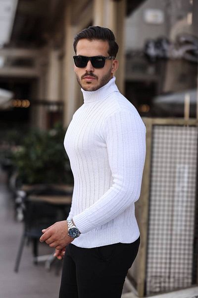 Cosy&Chic ΑΝΔΡΙΚΟ ΛΕΥΚΟ ΠΛΕΚΤΟ ΠΟΥΛΟΒΕΡ