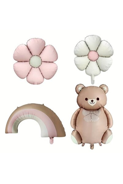 DÜVENCİ TİCARET Ρετρό Σετ Μπαλόνια Φύλλου Αλουμινίου με Φιόγκο Χαμομήλι και Α...