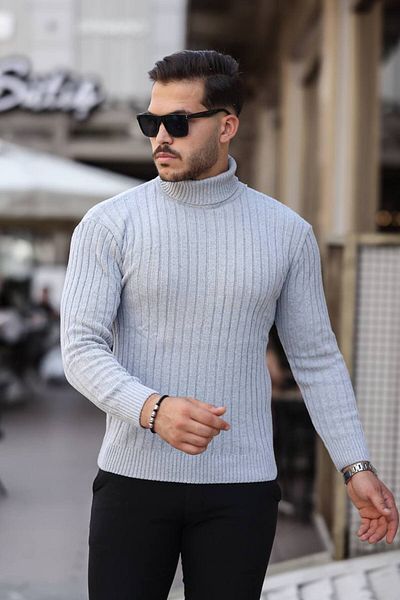 Cosy&Chic ΑΝΔΡΙΚΟ ΠΛΕΚΤΟ ΠΟΥΛΟΒΕΡ ΓΚΡΙ