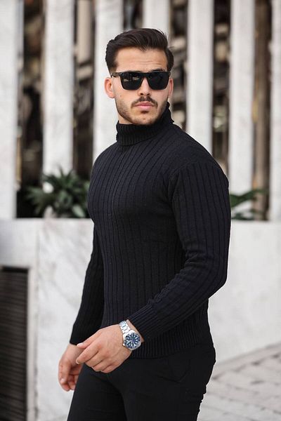 Cosy&Chic МЪЖКИ ЧЕРЕН ПЛЕТЕЕН ПУЛОВЕР