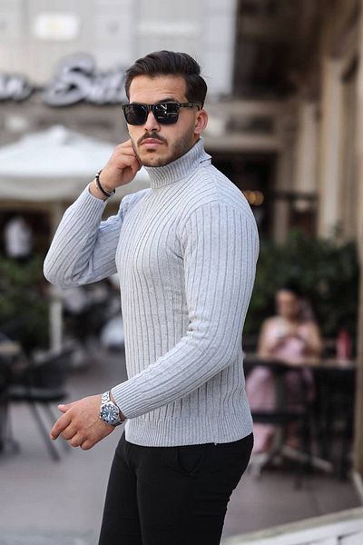 Cosy&Chic ΑΝΔΡΙΚΟ ΠΛΕΚΤΟ ΠΟΥΛΟΒΕΡ ΓΚΡΙ
