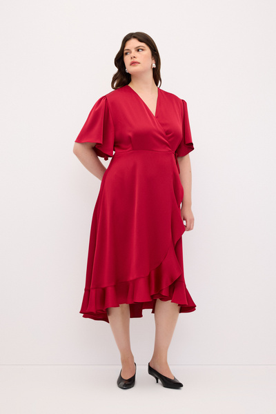 Love My Body Kruvaze Volanlı Elbise