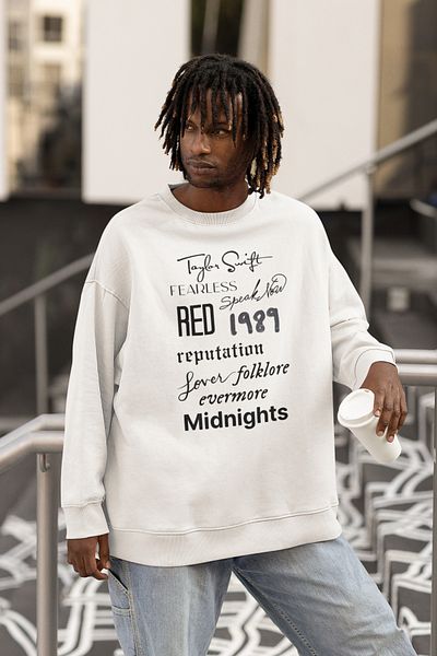 SEVBANO Taylor Swift Album Names Printed Unisex Oversize Sweatshirt