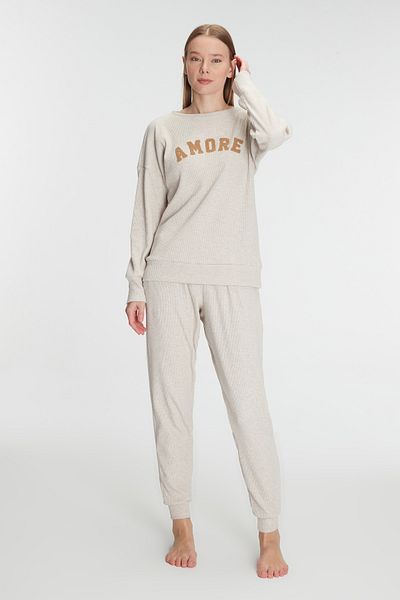 Anıl 11271 Women's New Season Winter Cotton Long Sleeve Pajamas Set
