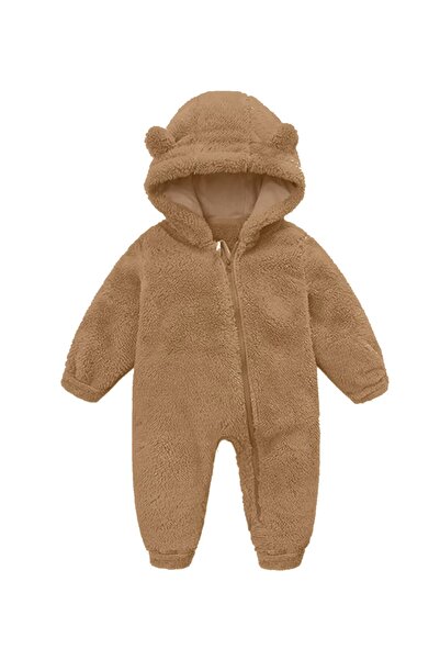 BabyRight Wellsoft Peluş Fermuarlı Kışlık Ayıcık Bebek Uyku Tulumu Bebek Tulumu Çocuk Tulumu