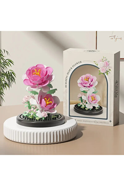 ERCTECH Minyatür Leego Pembe Gül  Çiçek Dekor