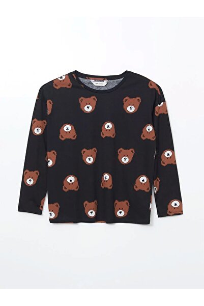 LC Waikiki LCW Young Siyah Bisiklet Yaka Baskılı Kadın Pijama Takımı LCWK STORE