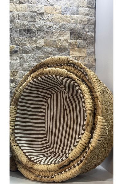 ARİN MODA Arin Homteks Multi-Purpose 3-Piece Wicker Basket Set