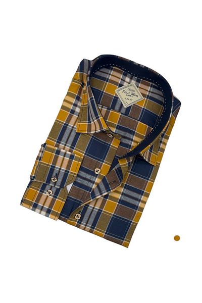 GÖMLEK GALERİSİ Men's Slim-Fit Plaid Long Sleeve Shirt