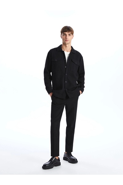 LC Waikiki Ανδρικό πουκάμισο με μακρυμάνικο μπουφάν LCW Vision Black Regular Fit