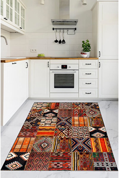Homiko Modern Motifli Dijital Baskılı Kalın Mutfak Halısı