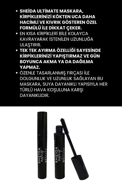 Sheida Natural Formula Long Appearance and Volumizing Eyelash Extension Intense Black Mascara